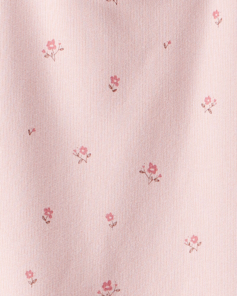 Girls French Terry Dress Made with Organic Cotton in Blush Petals Print, image 4 of 5 slides
