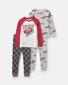 Tout-petit gar&ccedil;on - Pyjama ajust&eacute; 4 pi&egrave;ces &agrave; imprim&eacute; de voitures de course &laquo;Cruisin' For A Snoozin'&raquo; &ndash; Rouge/Blanc, image 1 sur 4 diapositives