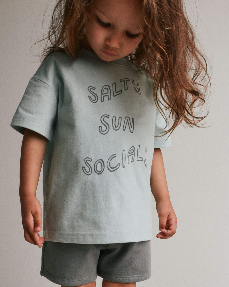 Tout-petit - T-shirt d&eacute;contract&eacute; &agrave; imprim&eacute; &laquo;Salty Sun Socials&raquo; - Bleu clair, image 3 sur 6 diapositives