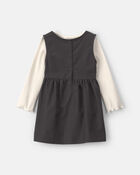 Toute-petit fille - Ensemble 2 pi&egrave;ces robe en serg&eacute; &agrave; n&oelig;uds et manches longues &ndash; Noir/Cr&egrave;me, image 2 sur 5 diapositives