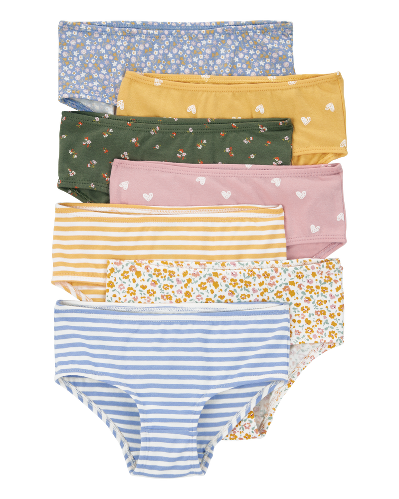 Toddler 7-Pack Floral Hearts Stretch Cotton Underwear, image 1 of 2 slides