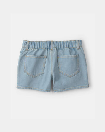 Girls Floral Denim Shorts - Light Wash, 