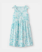 Filles - Robe d&eacute;bardeur &agrave; motif de fleurs tropicales - Bleu, image 1 sur 3 diapositives