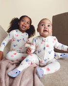 Baby Girl 1-Piece Monster 2-Way Zip DreamPlush Snug Fit Footed Pyjama - Cream, image 2 of 8 slides