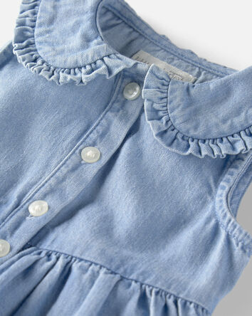 Baby Girl Organic Cotton Chambray Bodysuit Dress, 