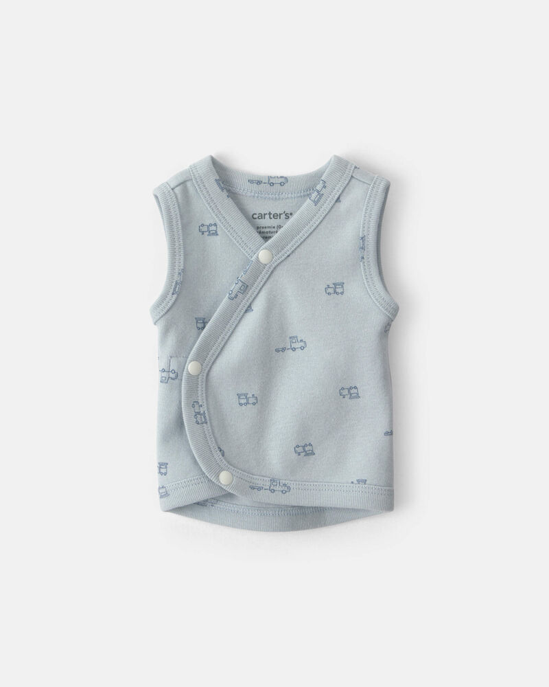 Baby Boy Train Side-Snap Tank - Blue, image 1 of 4 slides