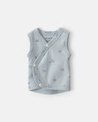 Baby Boy Train Side-Snap Tank - Blue, image 1 of 4 slides