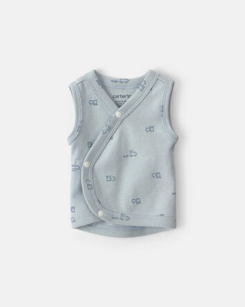Baby Boy Train Side-Snap Tank - Blue, 