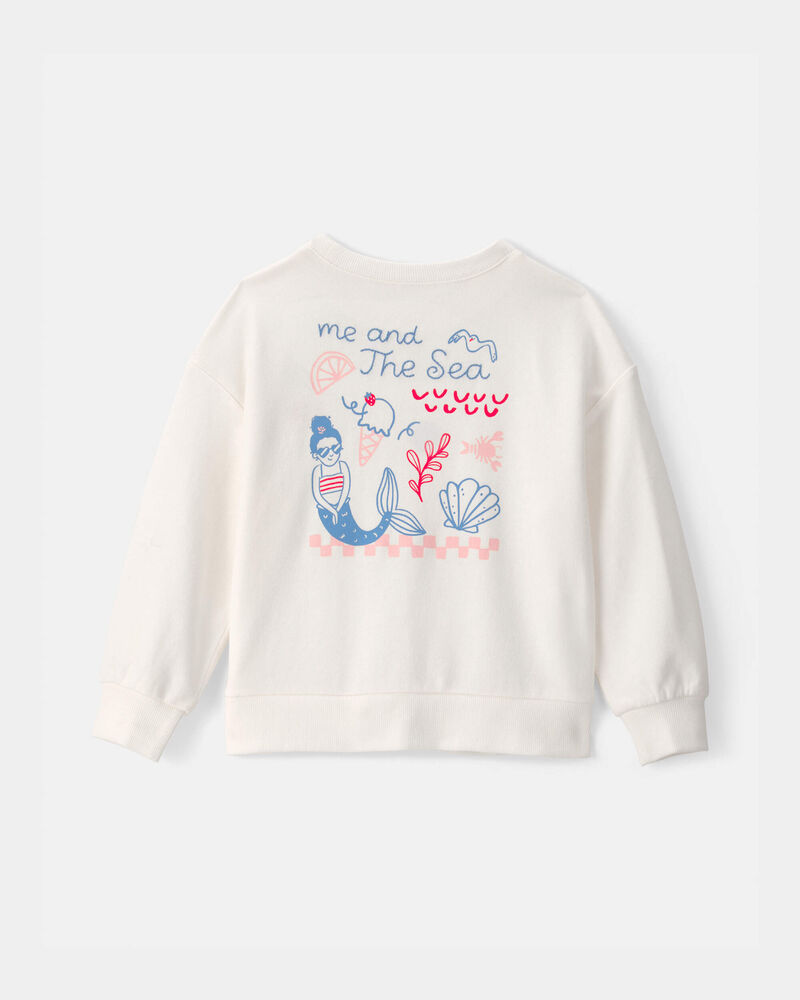 Toddler Girl Mermaid French Terry Pullover Sweatshirt - Ivory, image 4 of 9 slides