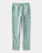 Girls Butterfly Print Pull-On Fleece Joggers - Green, image 1 of 4 slides