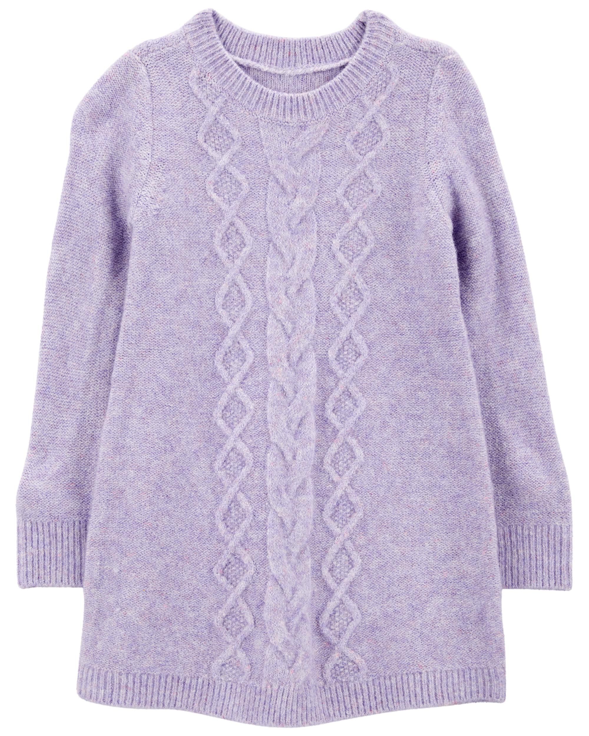 Toddler Girls Toddler Long Sleeve Cable Knit Sweater Dress Purple 2T OshKosh Bgosh