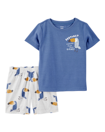 Toddler Bird Print Loose Fit 2-Piece Pyjamas - Blue, 