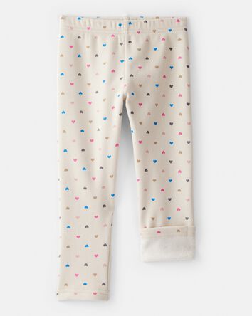 Tout-petit fille - Legging extensible facile &agrave; enfiler &agrave; imprim&eacute; c&oelig;ur - Cr&egrave;me, 