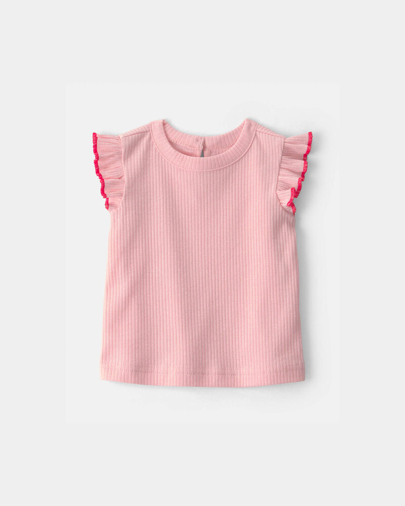 Baby Girl 2-Piece Chambray Romper Set - Pink/Blue, image 3 of 6 slides