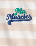 Toddler Boy 'Mr. Muscles' Striped Top - Tan, image 3 of 4 slides