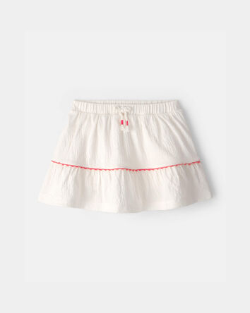 Tout-petit fille - Jupe-short en tissu froiss&eacute; - Ivoire, 