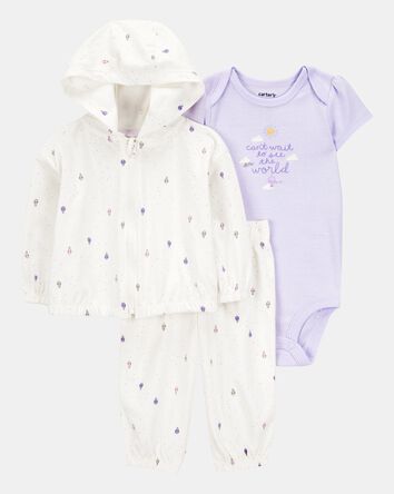 Baby Girl 3-Piece Ice Cream Print Little Cardigan Set, 