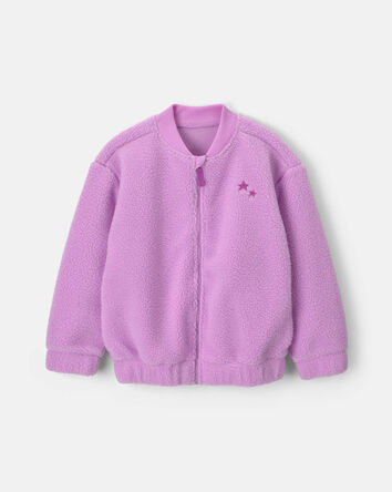 Girls Star Teddy Fleece Zip-Up Jacket - Purple, 