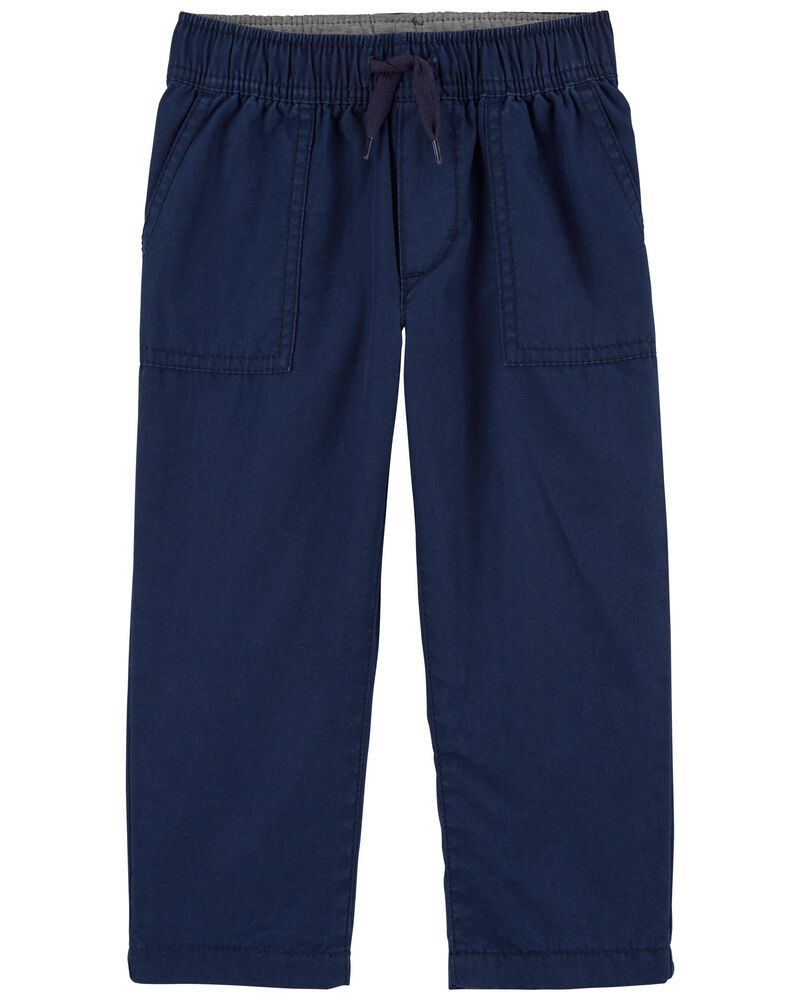 Blue Jersey Lined Tapered Canvas Pants