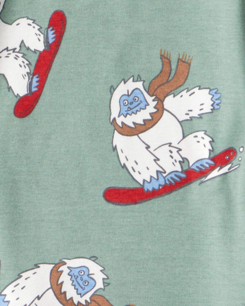 B&eacute;b&eacute; gar&ccedil;on - Pyjamas Yeti en coton 100 % &agrave; manches longues, coupe ajust&eacute;e, 4 pi&egrave;ces - Vert/Gris, image 3 sur 4 diapositives