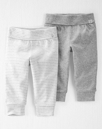 Baby 2-Pack Organic Cotton Grow-With-Me Pants, 