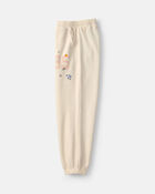 Girls '95' Floral French Terry Joggers - Cream, image 2 of 6 slides