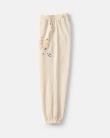 Girls '95' Floral French Terry Joggers - Cream, 