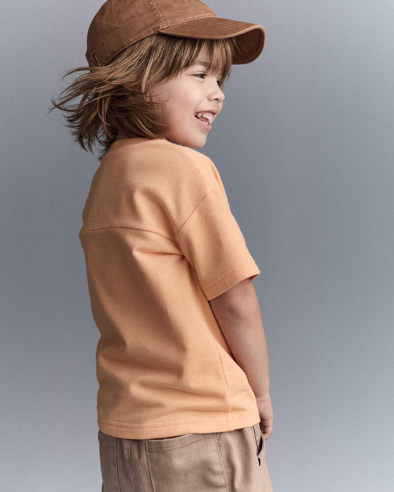 Toddler Boy Short-Sleeve Yoke Tee - Light Orange, image 4 of 6 slides