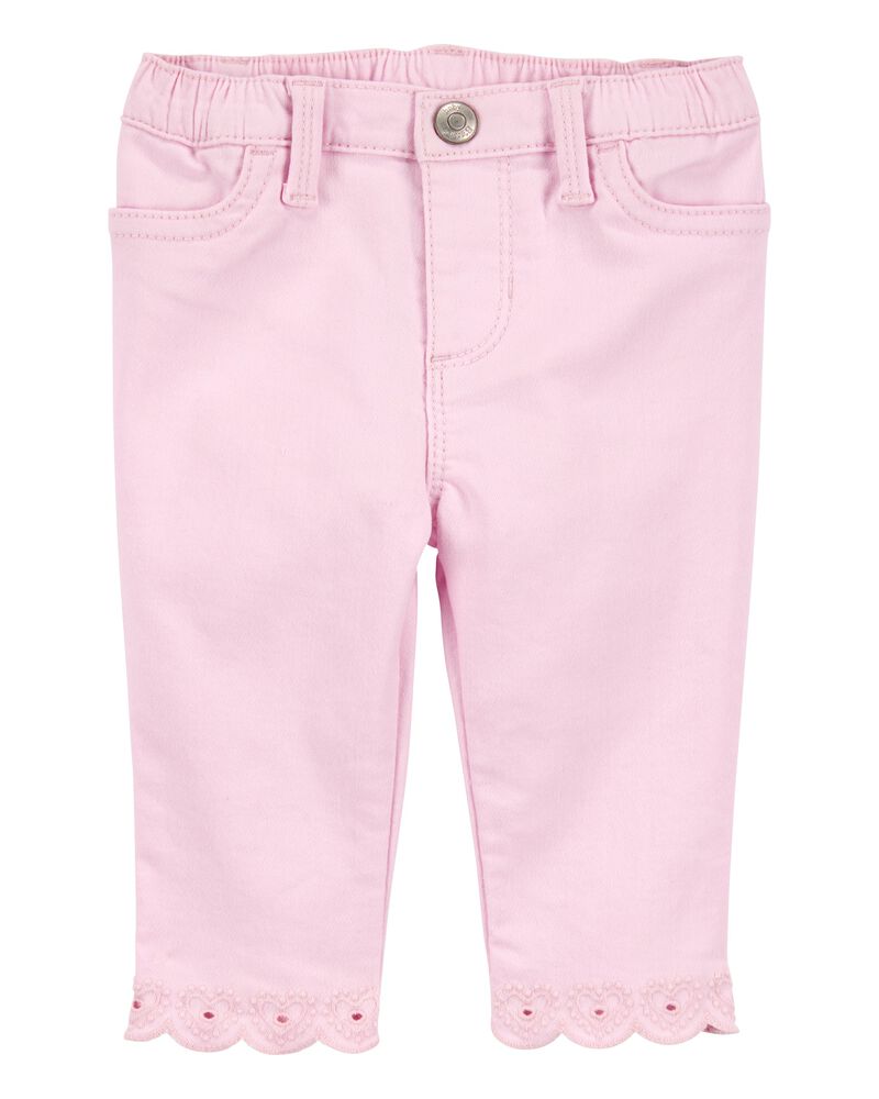 B&eacute;b&eacute; Pantalon tiss&eacute; &agrave; ourlets brod&eacute;s - Rose, image 1 sur 4 diapositives