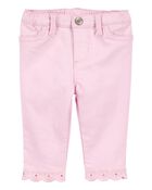 B&eacute;b&eacute; Pantalon tiss&eacute; &agrave; ourlets brod&eacute;s - Rose, image 1 sur 4 diapositives