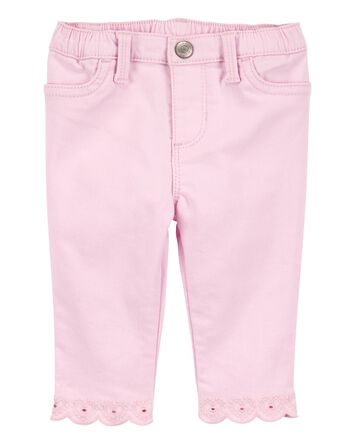 B&eacute;b&eacute; Pantalon tiss&eacute; &agrave; ourlets brod&eacute;s - Rose, 