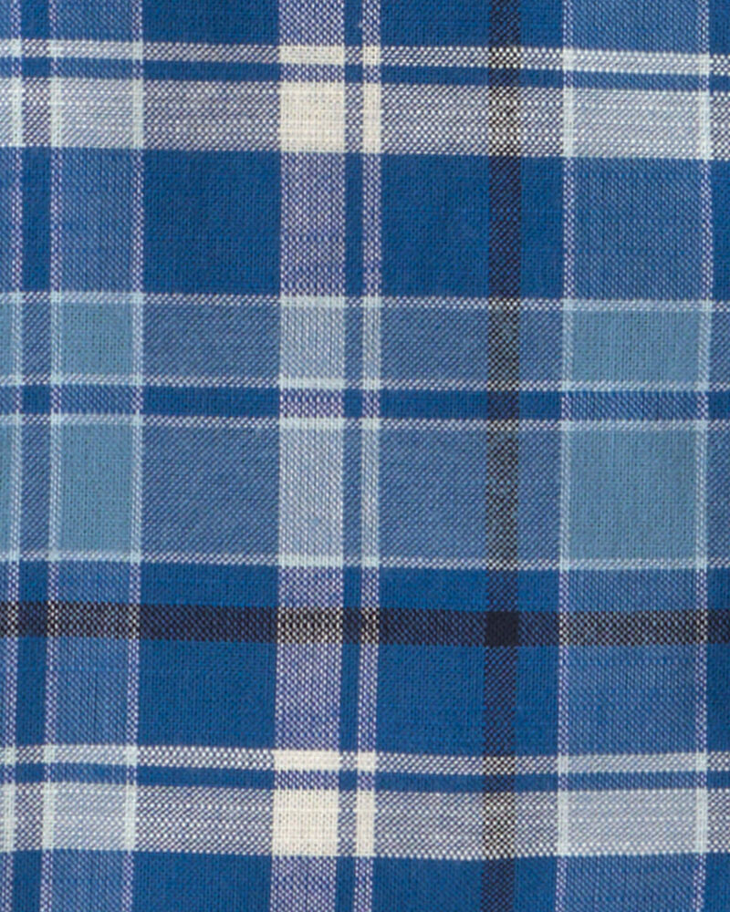 Baby Boy Plaid Short-Sleeve Button-Down Shirt - Blue, image 2 of 3 slides