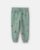 Baby Boy 2-Piece Dinosaur French Terry Sweatshirt & Pant Set - Green, image 2 of 4 slides