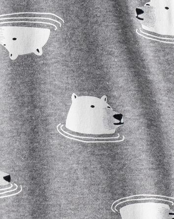 Toddler Boy Polar Bear Cotton Snug Fit Footie 1-Piece Pyjamas - Grey, 