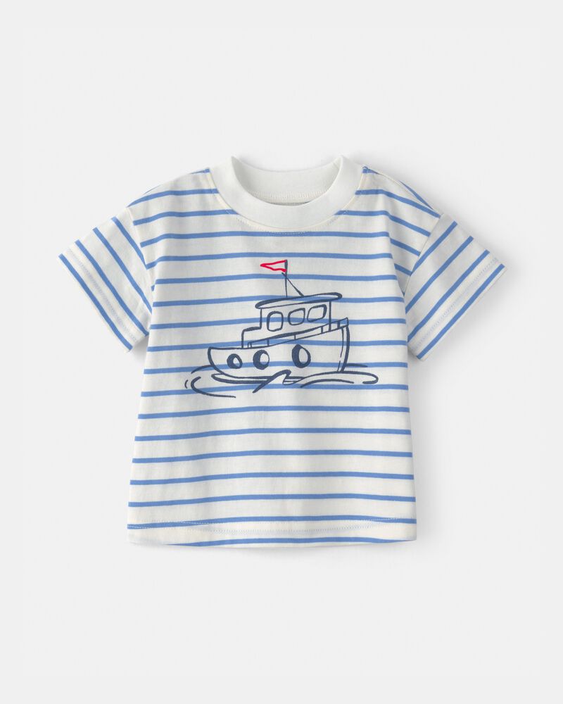 Baby Boy 3-Piece Nautical Short-Sleeve Tops & Short Set - Blue, image 2 of 6 slides