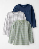 Kid 3-Pack Organic Cotton Long-Sleeve Stretch Jersey Tees, image 1 of 6 slides