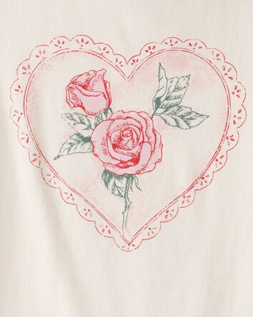 Filles - T-shirt &agrave; manches longues &agrave; imprim&eacute; de c&oelig;ur de Saint-Valentin - Blanc, 