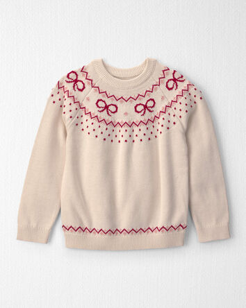 Girls Organic Cotton Fair Isle Sweater Knit Pullover, 