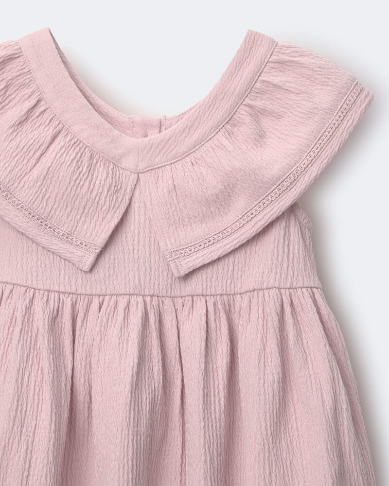Tout-petit fille - Robe &agrave; col volant&eacute; - Rose, image 5 sur 6 diapositives