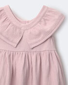 Tout-petit fille - Robe &agrave; col volant&eacute; - Rose, image 5 sur 6 diapositives