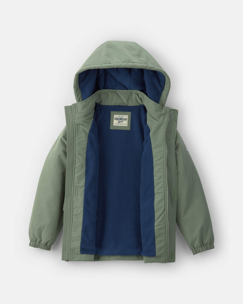 Boys Hooded Midweight Jacket - Green, image 2 of 3 slides