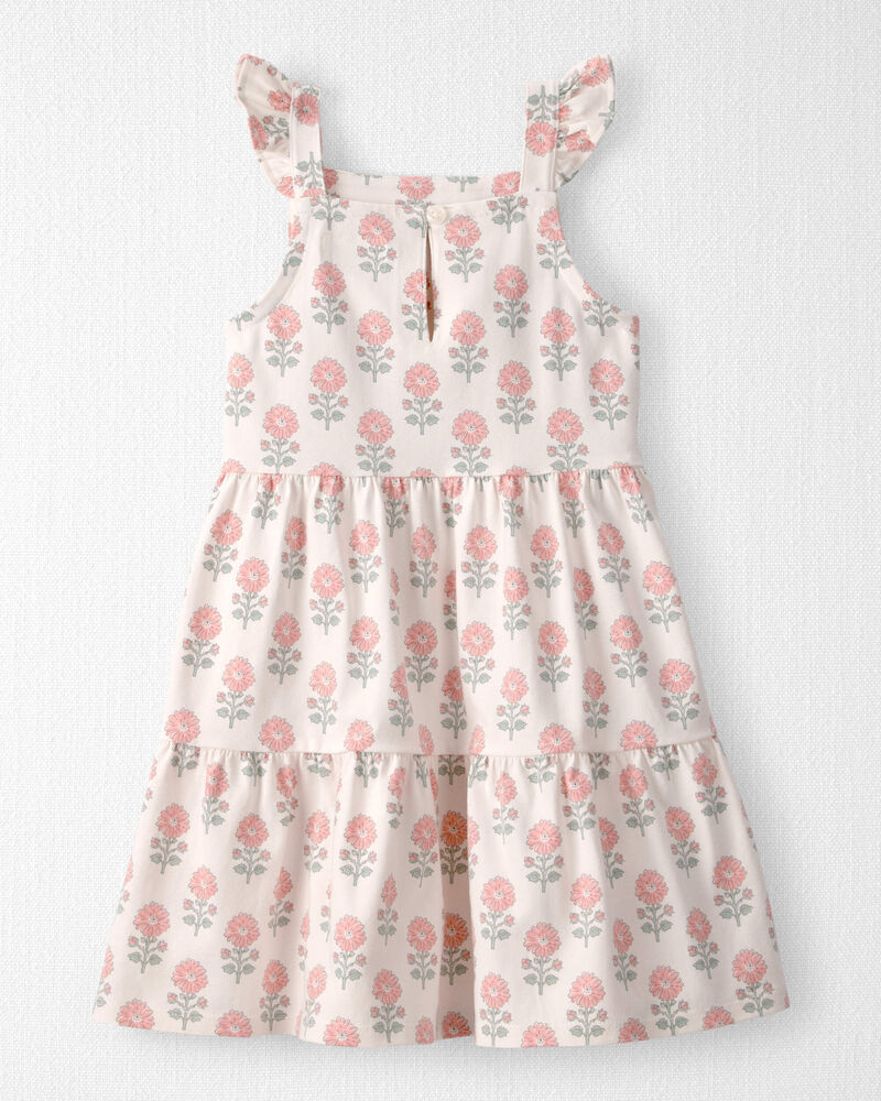 Tout-petit fille - Robe &agrave; volants en coton biologique &agrave; imprim&eacute; p&eacute;tales et boutons de rose, image 2 sur 4 diapositives