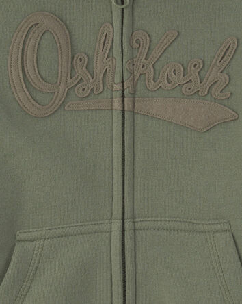 Toddler Boy Oshkosh Fleece Logo Zip Hoodie - Olive Green, 