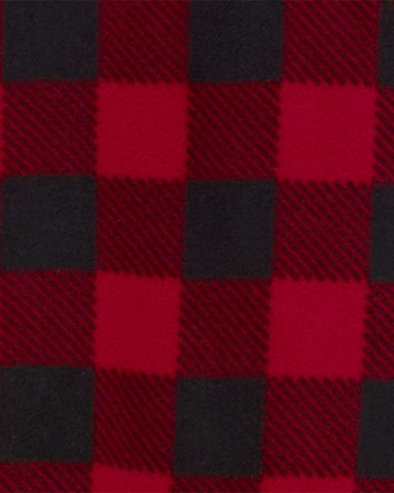 Kid 1-Piece Buffalo Check Fleece Footie Pyjamas, image 3 of 4 slides