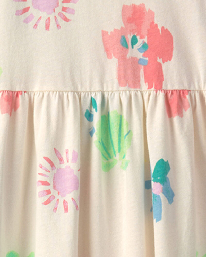 Filles - Robe longue sans manches &agrave; motif de fleurs tropicales - Ivoire, image 3 sur 3 diapositives