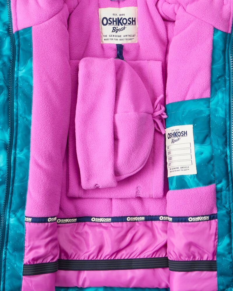 Girls 2-Piece Taslan Ocean Print Snowsuit Set - Ocean Print, image 7 of 7 slides