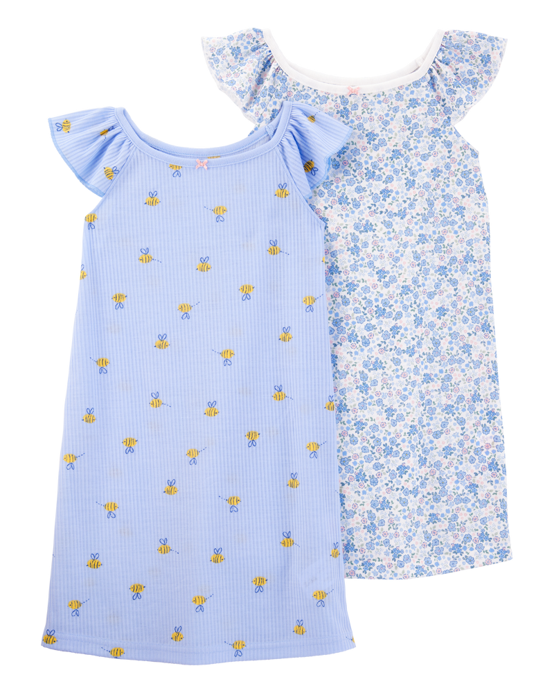 Kid 2-Pack Floral Nightgowns, image 1 of 4 slides