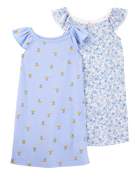 Kid 2-Pack Floral Nightgowns, image 1 of 4 slides