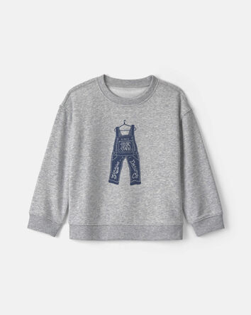 Toddler Boy Overall French Terry Sweater - Grey, 