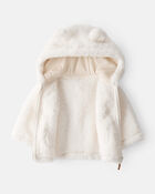 Baby Sherpa Hooded Long-Sleeve Sweater - White, image 2 of 4 slides